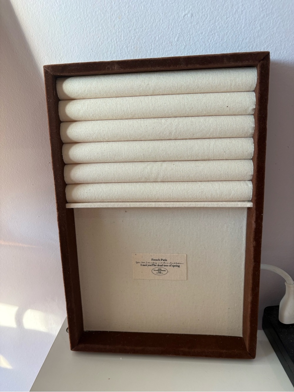 Velvet Jewelry Ring Display Tray in Brown and Cream